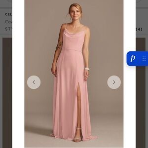 David’s Bridal Cowl Neck Spaghetti Strap Maxi Dress Size 6